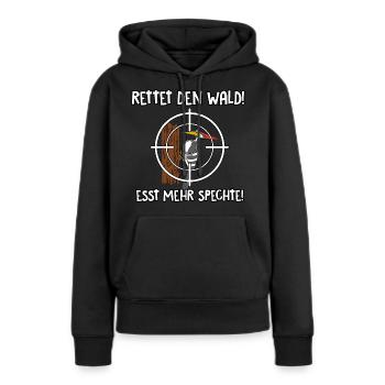 Rettet den Wald - Frauen Premium Bio Hoodie - Schwarz - Vorne - Julia (174cm)