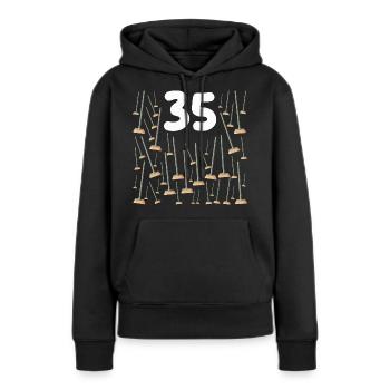 35 Balais Cadeau d'Anniversaire Humour Papa Maman - Sweat à capuche Premium bio Femme - noir - Devant - Julia (174cm)