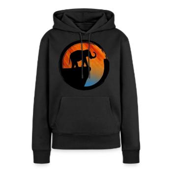 Elephant Sunset Silhouette - Sweat à capuche Premium bio Femme - noir - Devant - Julia (174cm)