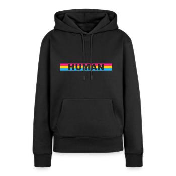 Pansexuel HUMAIN - Sweat à capuche Premium bio Femme - noir - Devant - Julia (174cm)