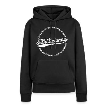 Esthéticienne - Sweat à capuche Premium bio Femme - noir - Devant - Julia (174cm)