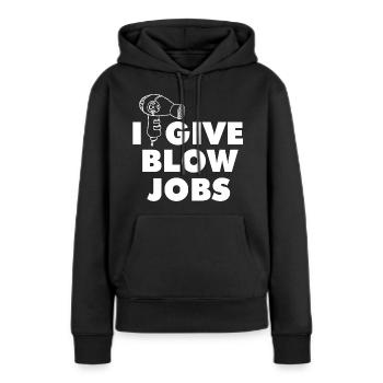 Ich gebe Blowjobs Grafik - Frauen Premium Bio Hoodie - Schwarz - Vorne - Julia (174cm)
