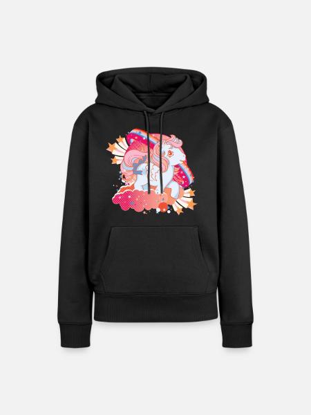 My Little Pony Retro Stars And Clouds White Pony - Women’s Premium Organic Hoodie - black