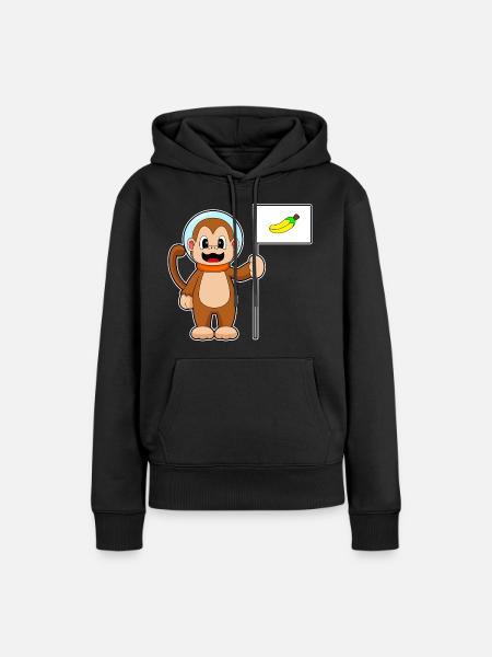 Affe Astronaut Weltraum - Frauen Premium Bio Hoodie - Schwarz