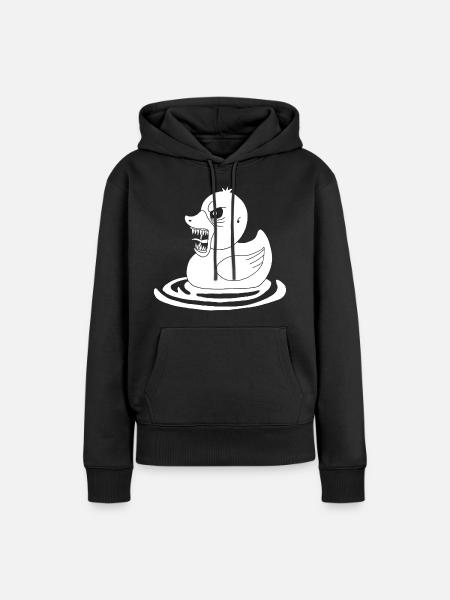 Weiße dämonische Ente - Frauen Premium Bio Hoodie - Schwarz