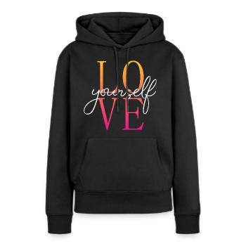 Love yourself / Selbstliebe / Liebe dich selbst - Frauen Premium Bio Hoodie - Schwarz - Vorne - Julia (174cm)