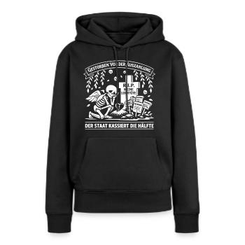 Vor der Auszahlung gestorben - Frauen Premium Bio Hoodie - Schwarz - Vorne - Julia (174cm)