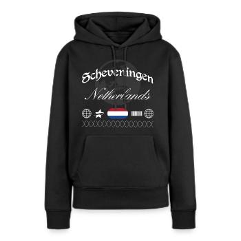Scheveningen Niederlande Streetwear Reise Souvenir - Frauen Premium Bio Hoodie - Schwarz - Vorne - Julia (174cm)