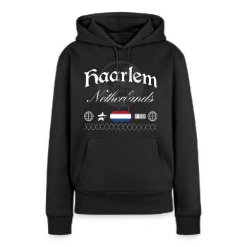 Souvenir de voyage pour streetwear aux Pays-Bas à Haarlem - Sweat à capuche Premium bio Femme - noir - Devant - Julia (174cm)