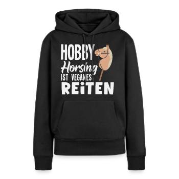 Hobby Horsing Veganes Reiten - Frauen Premium Bio Hoodie - Schwarz - Vorne - Julia (174cm)