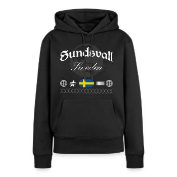 Sundsvall Suède Streetwear Souvenir de voyage - Sweat à capuche Premium bio Femme - noir - Devant - Julia (174cm)