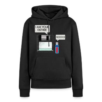 Disquette Disquette Clé USB Père & Fils Tenue Rétro - Sweat à capuche Premium bio Femme - noir - Devant - Julia (174cm)
