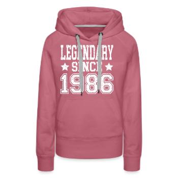 Legendary since 1986 - Frauen Premium Bio Hoodie - Malve - Vorne - Isabella (175cm)