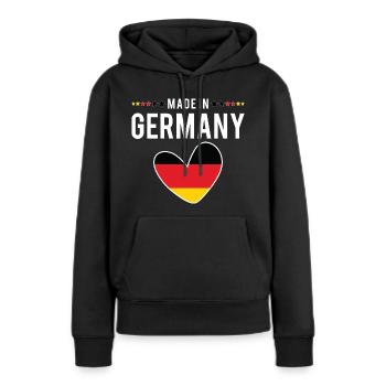 Fabriqué en Allemagne, Cœur drapeau allemand, Hommes Femmes Enfants - Sweat à capuche Premium bio Femme - noir - Devant - Julia (174cm)