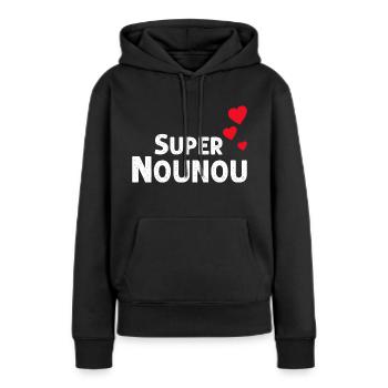 Super Nounou De Mon Coeur Cadeau Tendre - Sweat à capuche Premium bio Femme - noir - Devant - Julia (174cm)