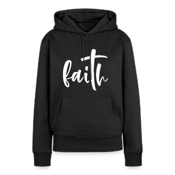 foi - Sweat à capuche Premium bio Femme - noir - Devant - Julia (174cm)