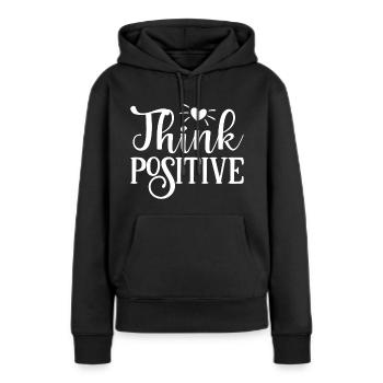 Penser positif - Sweat à capuche Premium bio Femme - noir - Devant - Julia (174cm)