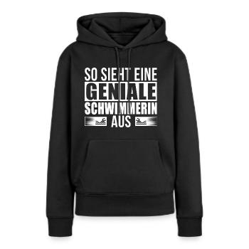 Geniale Schwimmerin - Frauen Premium Bio Hoodie - Schwarz - Vorne - Julia (174cm)