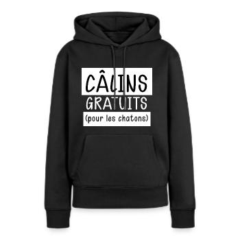 Chatons Humour Pour Femme - Sweat à capuche Premium bio Femme - noir - Devant - Julia (174cm)