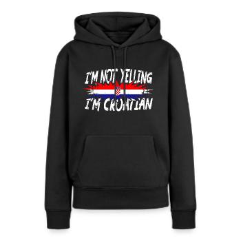 Je ne crie pas que je suis croate - Sweat à capuche Premium bio Femme - noir - Devant - Julia (174cm)