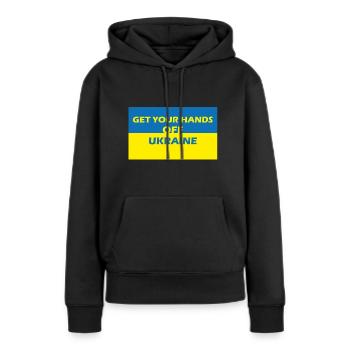 Ukraine Finger weg von der Ukraine - Frauen Premium Bio Hoodie - Schwarz - Vorne - Julia (174cm)