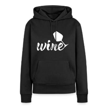 Vin, vin, #wein, vin blanc - Sweat à capuche Premium bio Femme - noir - Devant - Julia (174cm)