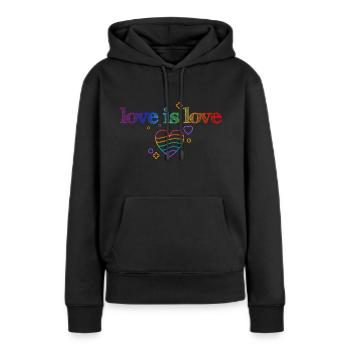 L’amour, c’est l’amour ! Déclaration Gay Pride LGBTQI+ - Sweat à capuche Premium bio Femme - noir - Devant - Julia (174cm)