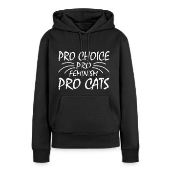 Pro choice pro feminism pro cats - Sweat à capuche Premium bio Femme - noir - Devant - Julia (174cm)