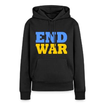End war - Frauen Premium Bio Hoodie - Schwarz - Vorne - Julia (174cm)