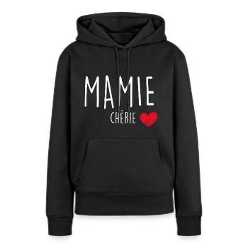 Tee-Shirt Mamie Chérie - Sweat à capuche Premium bio Femme - noir - Devant - Julia (174cm)
