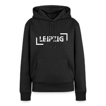 Leipzig - Sweat à capuche Premium bio Femme - noir - Devant - Julia (174cm)