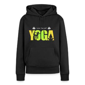 Yoga - Sweat à capuche Premium bio Femme - noir - Devant - Julia (174cm)