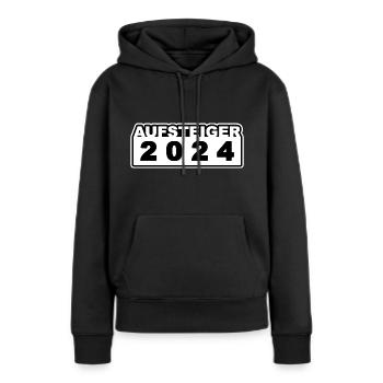 Aufsteiger 2024 - Frauen Premium Bio Hoodie - Schwarz - Vorne - Julia (174cm)