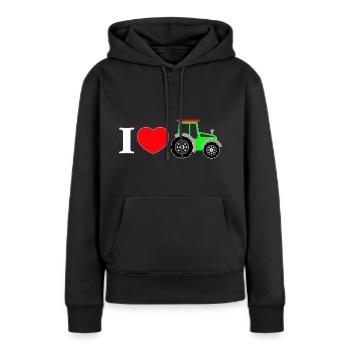I love my tractor - Frauen Premium Bio Hoodie - Schwarz - Vorne - Julia (174cm)