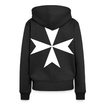 Croix de Malte - Sweat à capuche Premium bio Femme - noir - Dos - Julia (174cm)
