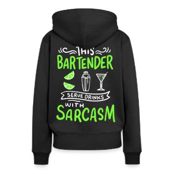 Barkeeper - Frauen Premium Bio Hoodie - Schwarz - Hinten - Julia (174cm)