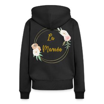 die Goldene Braut und Blumen - Frauen Premium Bio Hoodie - Schwarz - Hinten - Julia (174cm)