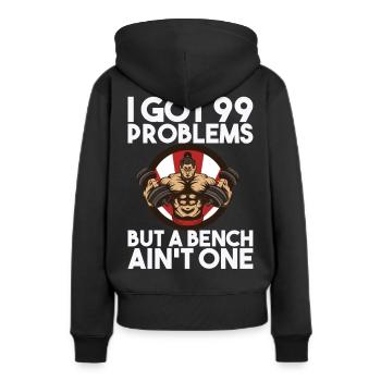 Workout - Frauen Premium Bio Hoodie - Schwarz - Hinten - Julia (174cm)