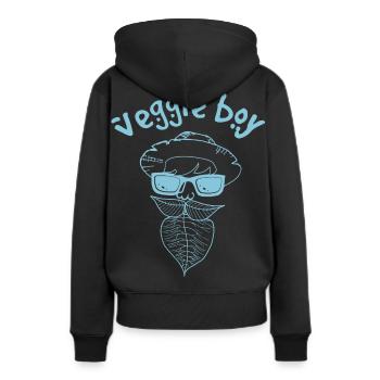 Veggie - Frauen Premium Bio Hoodie - Schwarz - Hinten - Julia (174cm)