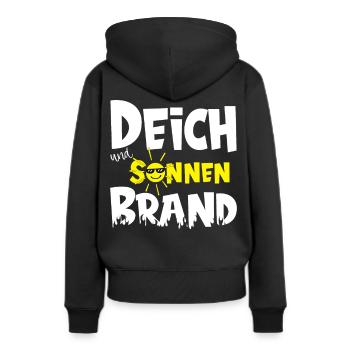 Deich und Sonnenbrand für Camping Urlaub - Frauen Premium Bio Hoodie - Schwarz - Hinten - Julia (174cm)