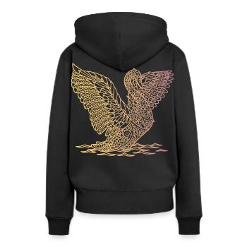 landender Schwan - Frauen Premium Bio Hoodie - Schwarz - Hinten - Julia (174cm)