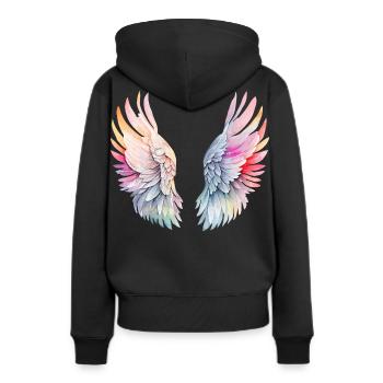 Ailes d'Ange Arc-en-ciel Angelwings - Sweat à capuche Premium bio Femme - noir - Dos - Julia (174cm)