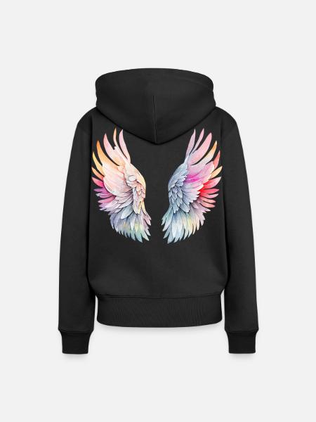 Flügel des Engels - Frauen Premium Bio Hoodie - Schwarz