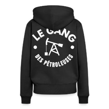 Öl, Bohren, Ölbohrung, Derrick - Frauen Premium Bio Hoodie - Schwarz - Hinten - Julia (174cm)
