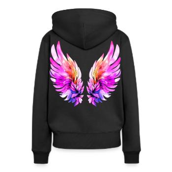 Leuchtend rosa Engelsflügel - Sweat à capuche Premium bio Femme - noir - Dos - Julia (174cm)