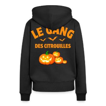 halloween, citrouille, citrouilles - Sweat à capuche Premium bio Femme - noir - Dos - Julia (174cm)
