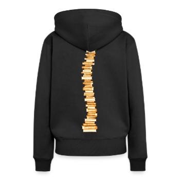 Bücher Wirbelsäule Rückgrat Leseratte Bücherwurm - Frauen Premium Bio Hoodie - Schwarz - Hinten - Julia (174cm)
