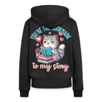 Tu es le marque-page de mon histoire - Sweat à capuche Premium bio Femme - noir - Dos - Julia (174cm)