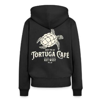 Tortuga Café Key West Style Illustration - Sweat à capuche Premium bio Femme - noir - Dos - Julia (174cm)