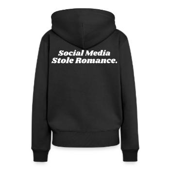 SOCIAL MEDIA STOLE ROMANCE - Frauen Premium Bio Hoodie - Schwarz - Hinten - Julia (174cm)
